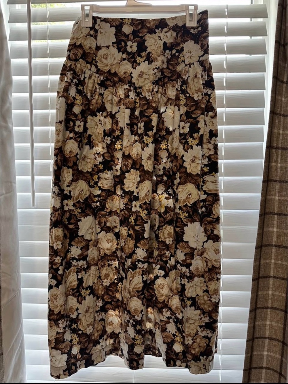 Abercrombie floral Midi Skirt in Brown and Cream